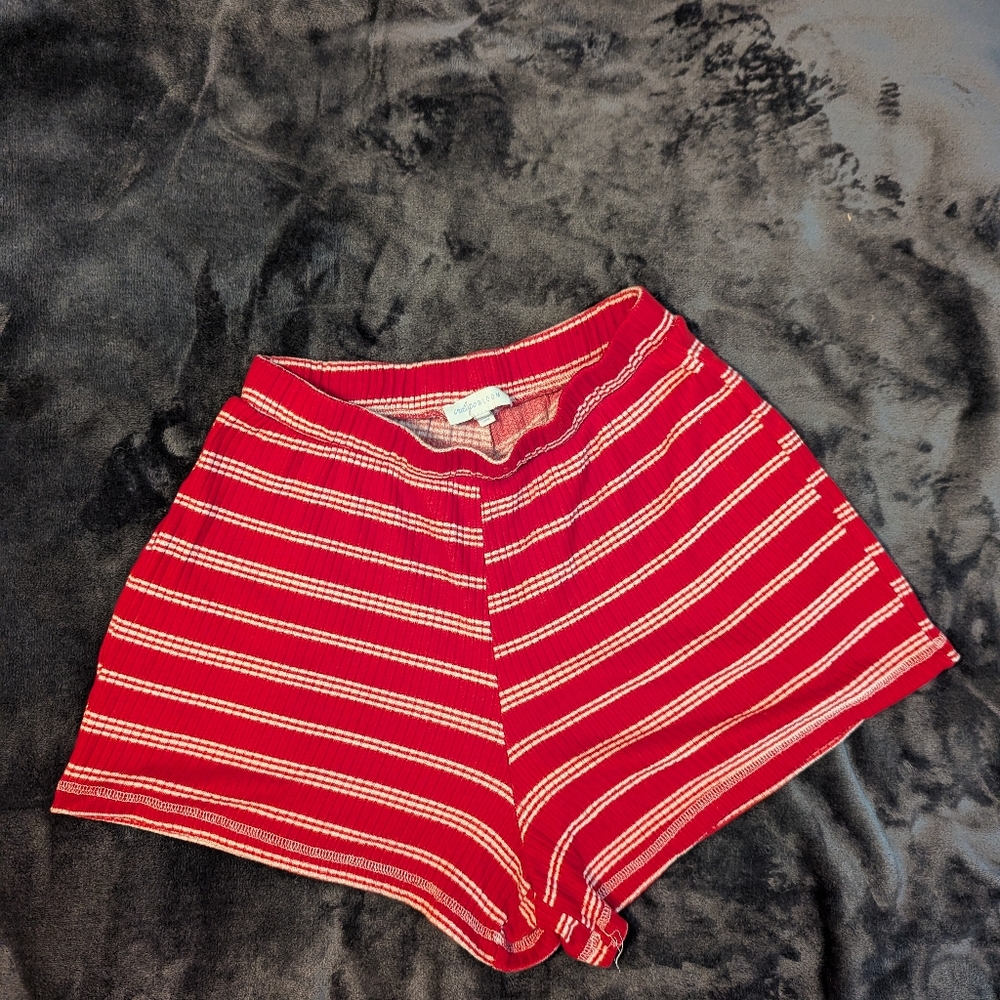 Indigo Bloom Red and White Striped High Waist Shorts